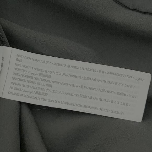 Abercrombie & Fitch Cinched V Neck Slip Midi Dress Size L Black Side Slit Gothic - Picture 6 of 7